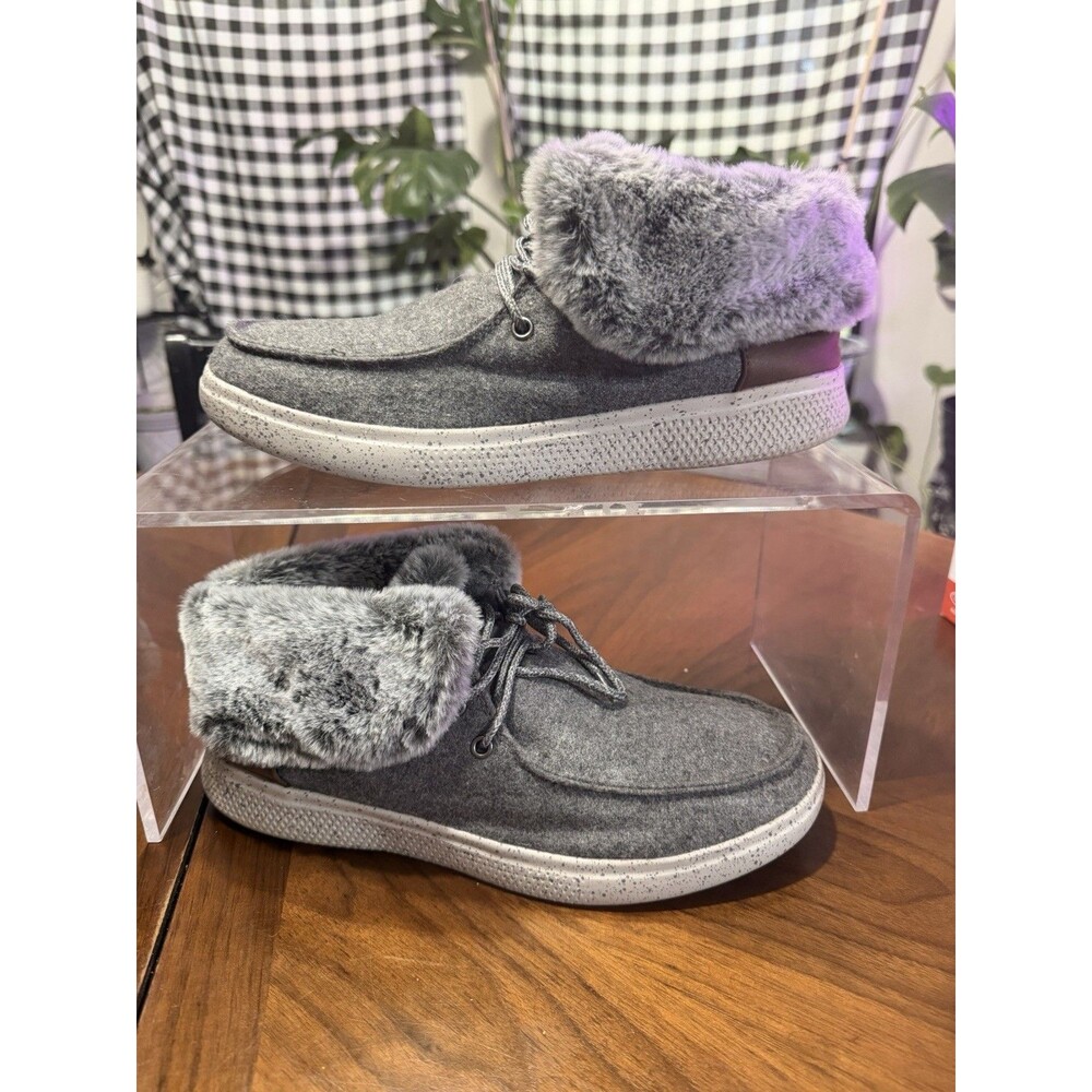 Skechers Bobs gray fleece lined casual shoes size 9.5 comfort memory foam